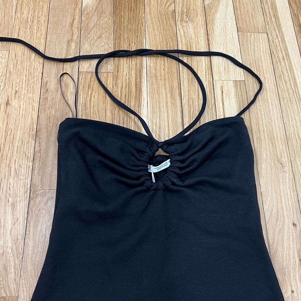 Zara Black ring halter black dress
